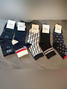 Fashion Men's Logo Crew Socks - Navy, Black, White, Red
